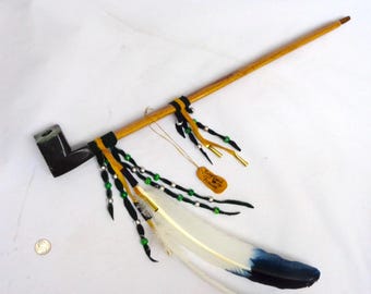 18 inch Green Serpentine Pipe, Sea Serpent Spirit Peacepipe Apache Made