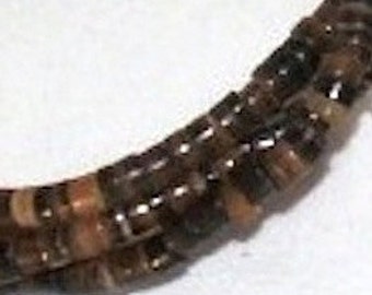 3 Strands 5mm Heishi Shell Beads, Southwestern Jewelry, Dark Brown