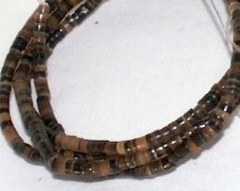3 Strands 5mm Heishi Shell Beads, Southwestern Jewelry, Dark Brown