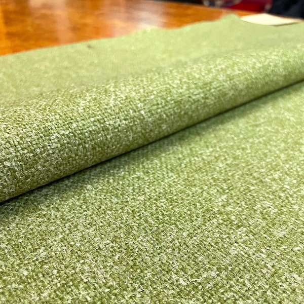 Camira Hemp Acre Bright Green Woven Wool Upholstery Fabric Remnant -- .72 yard