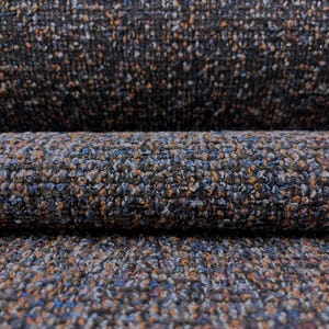 10.25 yds Knoll Tempest Midnight Dark Brown, Salmon, & Blue Textured Upholstery Fabric K237710 - GZ