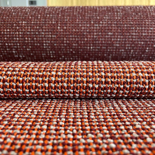 3.125 yds Knoll Seurat Rainbow Orange Maroon Gray Textured Upholstery Fabric