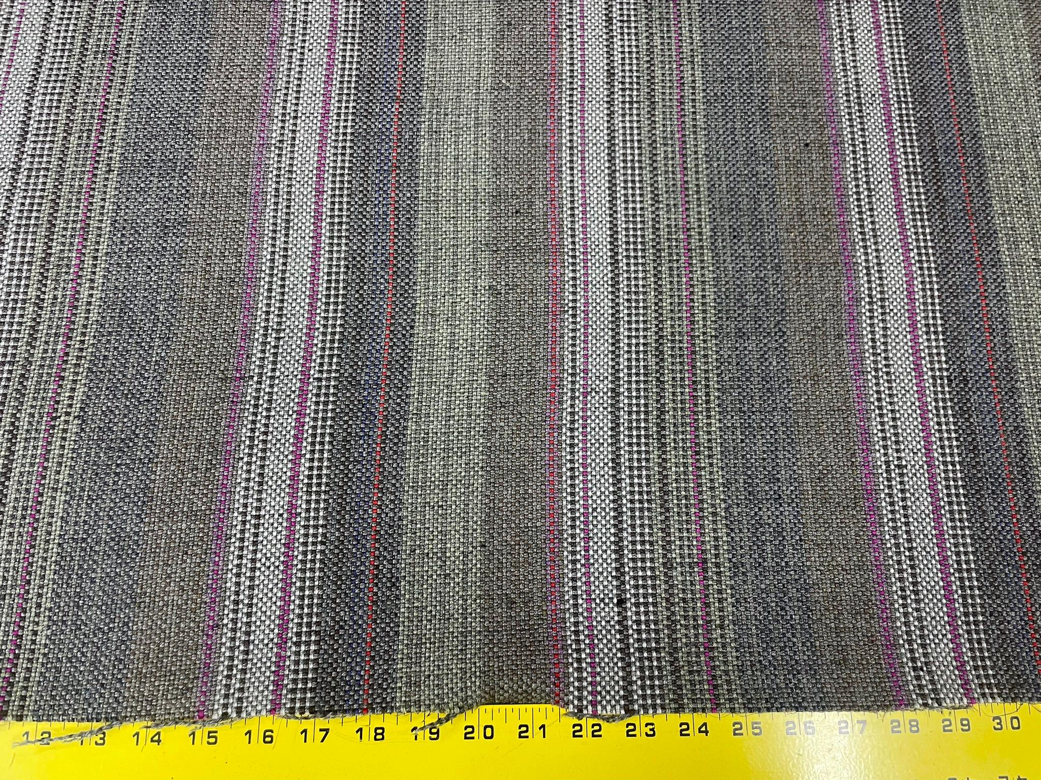 8.875 Yds Herman Miller Striscia Zion Gray & Pink Stripe