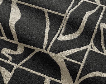 8.25 yds Carnegie Dance Floor 4 Charcoal Modern Heavy Woven Upholstery Fabric - 2 pieces
