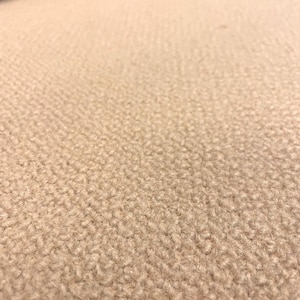 May include: Close-up of a beige fabric with a textured, looped surface. The material has a soft, plush appearance, with a subtle sheen. The fabric is likely used for upholstery or home decor.