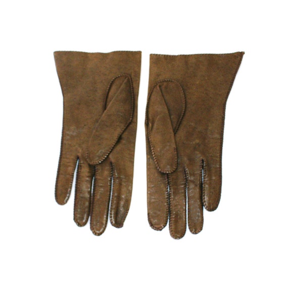 Brown Leather Gloves-Vintage Gloves-Ladies Gloves… - image 4