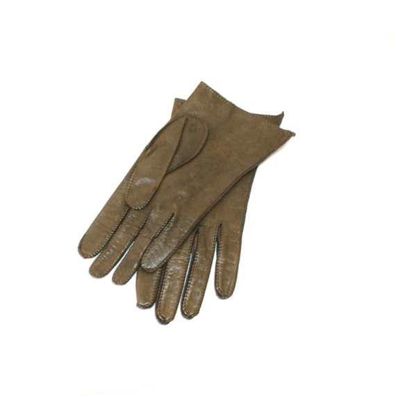 Brown Leather Gloves-Vintage Gloves-Ladies Gloves… - image 3