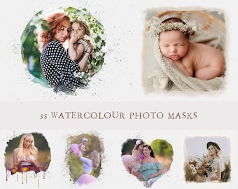 35 Watercolour Portrait Masks, Clipping Masks, Watercolour Textures, Photoshop Overlay, Watercolour Effect, Photoshop Brushes