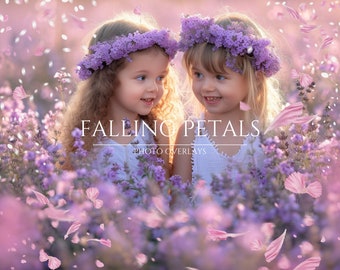 50 Falling Petals Photo Overlays, PNG Blossom Overlays for Composite Photography, Spring Photo Backdrop