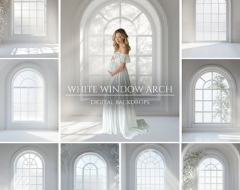 White Window Arch Maternity Backdrop Overlays for Composite Photography, Studio Digital Background, Photoshop Overlay, White Room