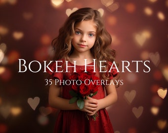 Valentines Heart Bokeh Photo Overlays for Photographers, Creative Photo Overlays, Heart Overlays