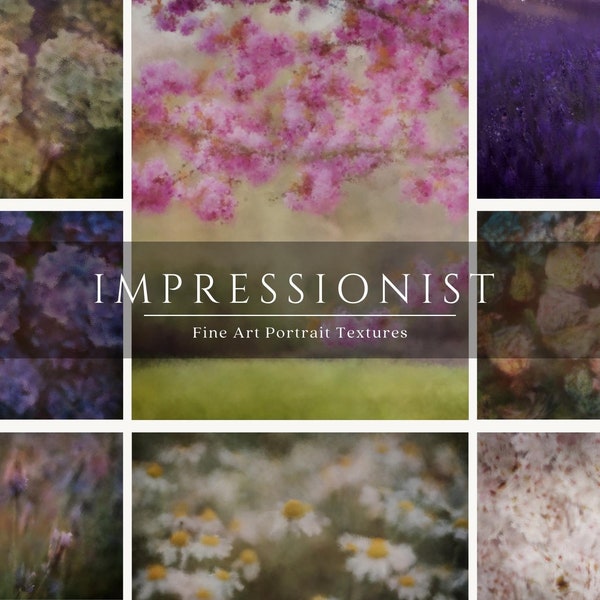 10 fleurs impressionnistes, textures beaux-arts, fond floral, superpositions Photoshop, texture photo, superposition de photos