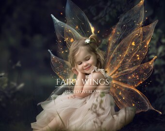 Fairy Wings Photo Overlays Photoshop Effect for Composite Photography, fairy dust, Butterfly wings, Maternity overlays