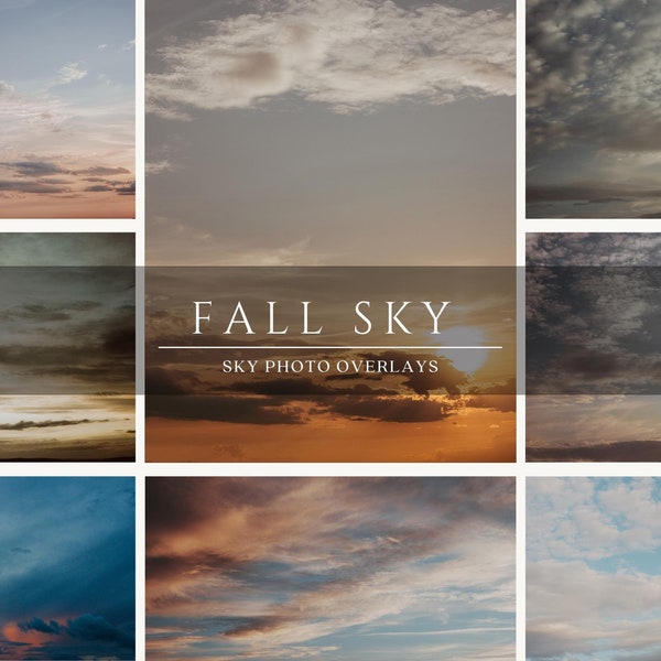 24 Fall Sky Photo Overlays, Sky Replacement, Photoshop Overlays, Digital Download