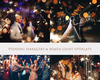20 Wedding Sparklers & Bokeh Lights, Photo Overlays, Light Overlays, Wedding Overlay