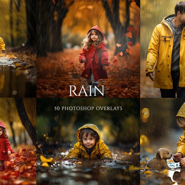 Rain Photo Overlays for Composite Photography, Falling Rain, Fall Overlays, Photoshop Overlays