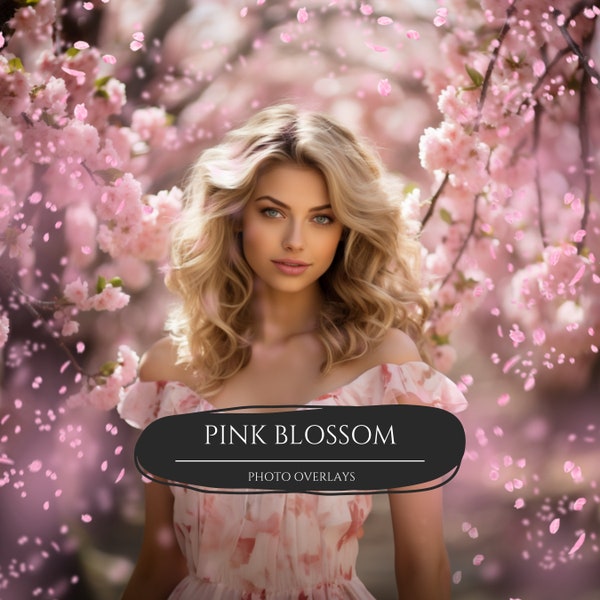 Rosa Kirschblüte Photoshop Overlays für zusammengesetzte Fotografie, Frühling digitale Kulissen, Sakura Overlays, Floral Backdrop Overlays