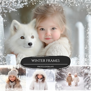 80 marcos de fotos con efecto de nieve blanca de invierno para Photoshop, superposiciones de fondos de estudio, superposiciones navideñas, fondos festivos