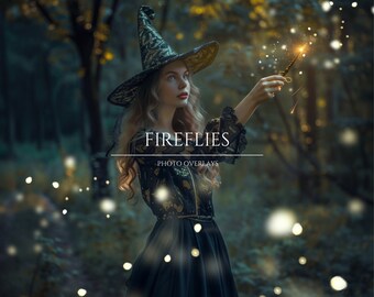 Magical Fireflies Photo Light Effect Photoshop Overlays for Composite Photography, Fairy light overlays, Instant Download