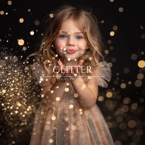 54 Gold Glitter Photo Overlays Photoshop Effect for Composite Photography, Glitter Dust, blowing gold glitter, Bokeh backdrop
