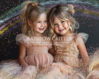 25 Rainbow Glitter PNG Photo Overlays for Composite Photography, Maternity Overlays, Rainbow Baby Portrait, Instant Download