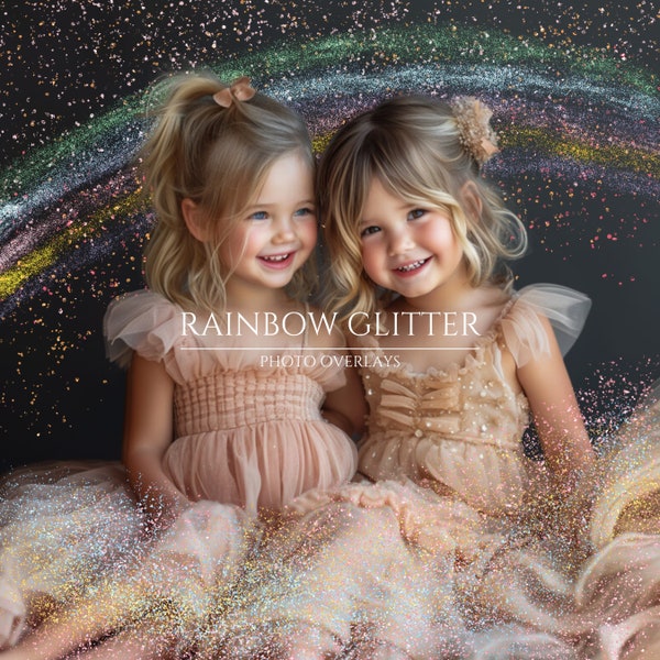 25 Rainbow Glitter PNG Photo Overlays for Composite Photography, Maternity Overlays, Rainbow Baby Portrait, Instant Download