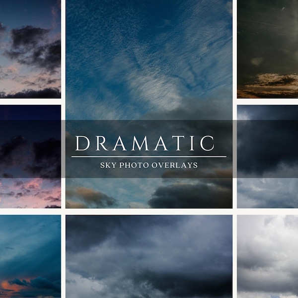 40 Dramatic Sky Photo Overlays, Photography Backdrop, Sky Replacement, Digital Download