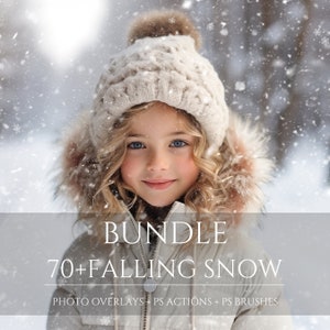 Bundle Falling Snow Overlays, Photoshop Actions Winter, Photoshop Brushes, Photoshop Snow Overlays