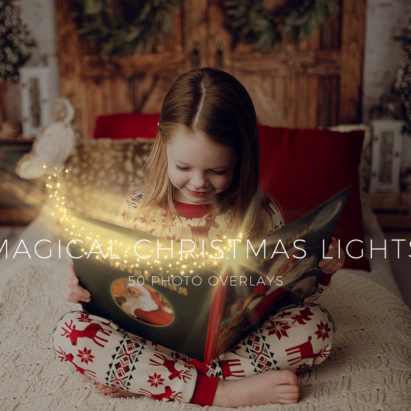 50 Magic Christmas Light Overlays, Photo Overlays, Digital Download