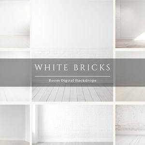 19 White Bricks Room Digital Backdrops, Maternity Backdrop Overlays, Studio Backdrop Overlays, Fine Art Textures, Photoshop Overlays