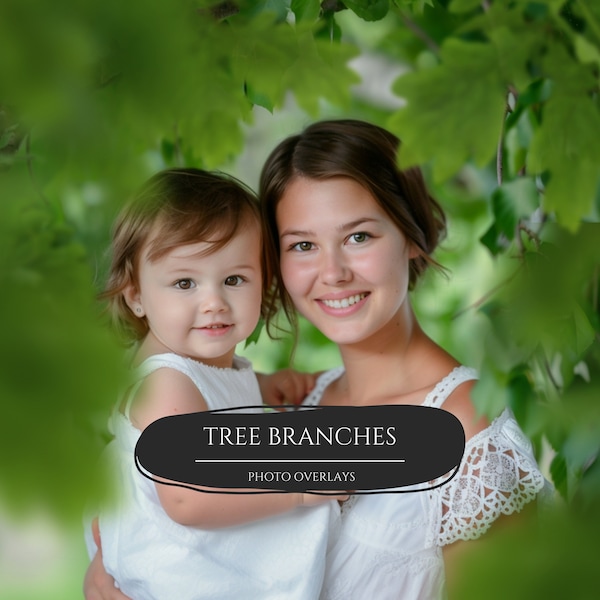 50 Tree Branch Overlays, Foliage Overlay, Green Tree, Photoshop Overlay, Photo Prop, Summer Overlays, Digital Background