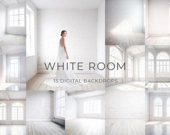15 White Room Digital Photo Backdrop, Maternity Backdrop Overlays, Studio Backdrop Overlays, Fine Art Textures, Photoshop Overlays
