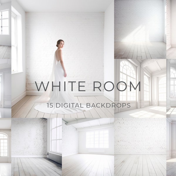 15 White Room Digital Photo Backdrop, Maternity Backdrop Overlays, Studio Backdrop Overlays, Fine Art Textures, Photoshop Overlays