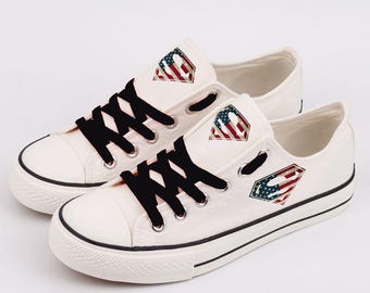 Custom Print Canvas Sneakers, Superman Portrait Shoes, Super Hero Logo Footwear (Unisex)