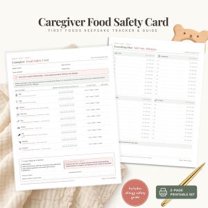First Solids Log Printable | Baby Food & Allergen Tracker | Top 9 Allergen Chart | Starting Solids Journal | Digital PDF