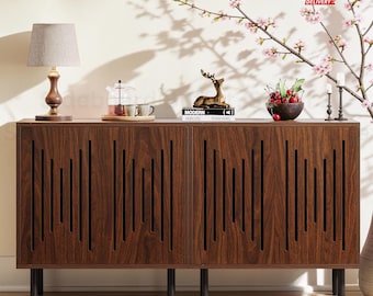 Sideboard Buffet Set of 2 Storage Cabinets with Adjustable Shelves