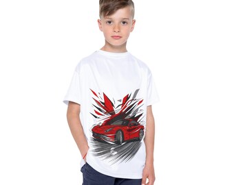 Red Racing Sports Car Kids Jersey | Speed Graphic Tee