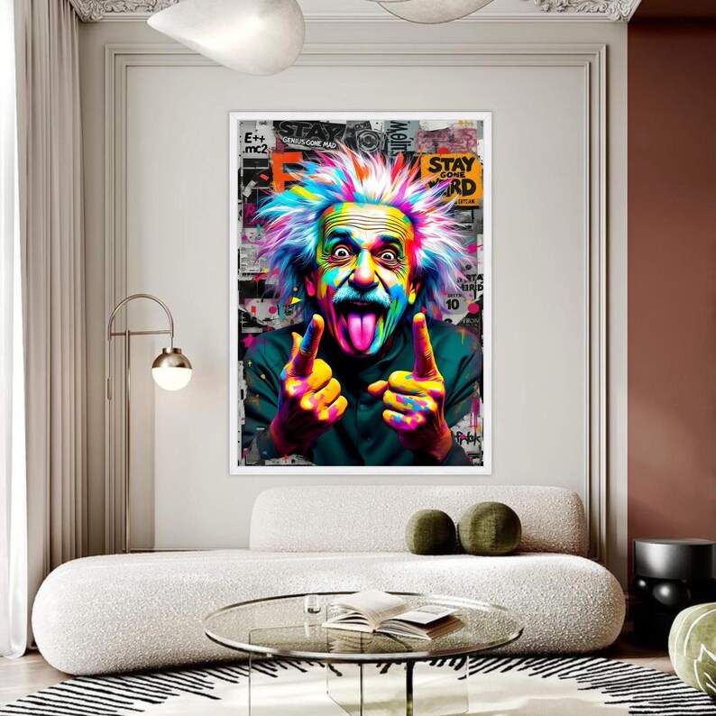 Vibrant Einstein Pop Art Canvas, Colorful Science Portrait, Modern ...