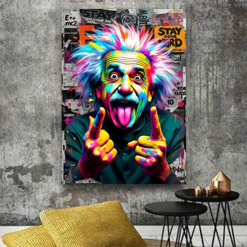 Vibrant Einstein Pop Art Canvas, Colorful Science Portrait, Modern ...