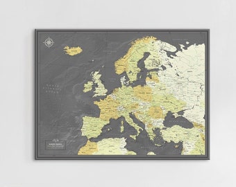 Europe poster - Travel map with push pins - European map | Pin Adventure map