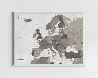 Europe travel map print - Push pin poster - Gift for traveler | Pin Adventure map