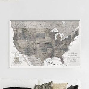 Poster mappa Stati Uniti per viaggiatori - Stampa mappa dettagliata degli Stati Uniti - Personalizzazione e varie dimensioni