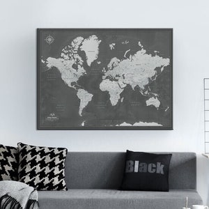 Minimalistisches Reisekartenposter - Push Pin Weltkarte für Reisende - Personalisierung und verschiedene Größen und Farben