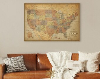 US map poster with personalization - travel map print - United States travel map with pins