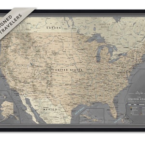 United States push pin map Framed USA pinboard Travel map with pins Pin Adventures image 2