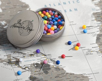 Map push pins - Push Pins with case / Pin on Map, Pastel mixed pins, Metal / Plastic Pins / Map tacks