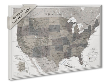 USA map for travelers - Detailed United States map on canvas - Personalization and Various sizes