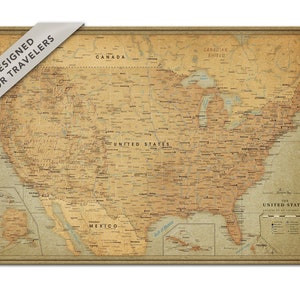 Antike Landkarte der USA, genaue Landkarte der USA zum Ausschneiden, Vintage Landkarte mit Personalisierung, Vintage Karte der USA