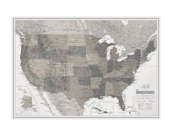 Detailed United States Map Poster – Travel Tracker Push Pin US Map