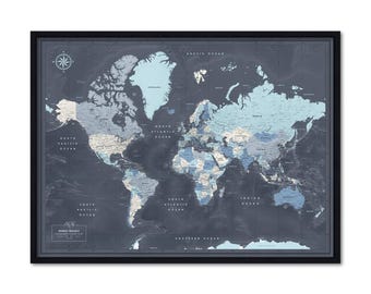 Mapa del mundo con chinchetas, regalo de aniversario, regalo de viaje inspirador, tablero de alfileres, 100 chinchetas
